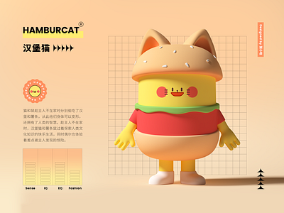 HAMBURCAT—IP (Mascot)—Basic animal cat cute design food hamburcat hamburger illustration ip lovely mascot 张小哈