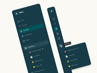 Stackland - Web application navigation asana collections dark mode dashboard iconography icons light mode menu nav nav bar nav menu navbar navigation navigation bar side side bar sidebar slack tabs web design