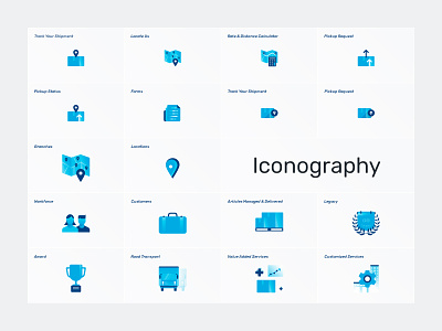 V-Trans Website Iconography awards calculator cargo distance freight iconography icons legacy location logistics people rate redesign status supplychain track transport ui webdesign