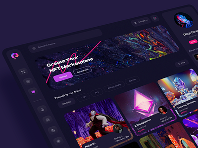 NFT Marketplace Dashboard art bitcoin creative crypto cryptoart cryptocurrency dark ui dashboard marketplace minimal nft nftart nfts token ui uidesign ux web app