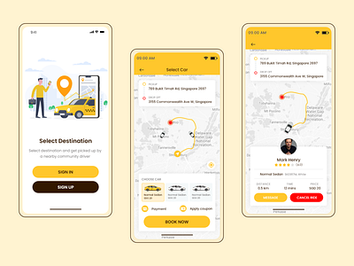Transportation App UI Design app art book ride branding design graphic design illustration minimal ride app taxi app transportation app ui ux