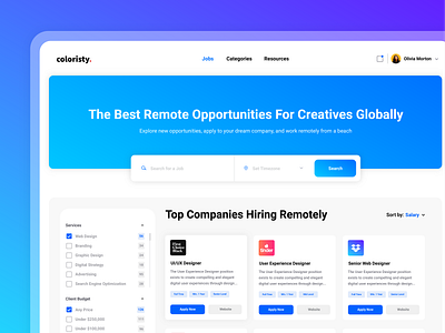 Remote Job Portal Design dashboard design job portal ui visual design web design