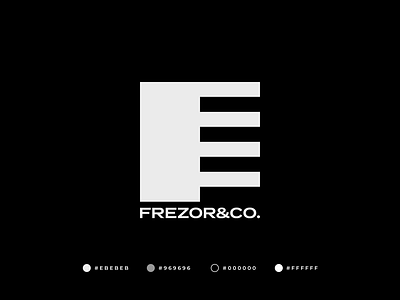 Frezor&Co. Logo abstract barbershop bold branding comb f f logo f logomark f symbol gennady savinov logo design geometric logo logo design mark modern modernism strong swiss design symmetric