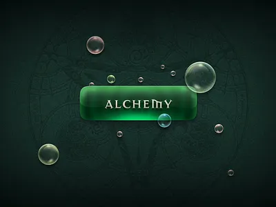 Skeuomorphic button UI alchemy animation bubbles button chemistry click dark figma game design gamedesign glow green halloween hover microanimation motion scary smooth ui