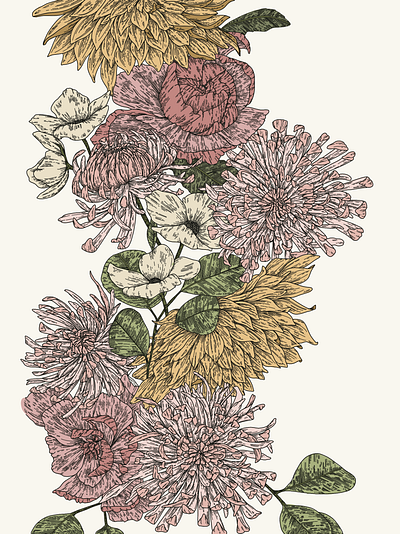 Flower Bouquet anemone art chrysanthemum dahlia daisy design fall flowers illustration marigold peony poppy procreate spring