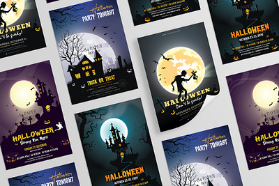 Halloween Flyer Template catalog clean design flyer poster flyer template halloween halloween flyer halloween template illustration indesign magazine minimal modern movie october poster print printable pumpkin template