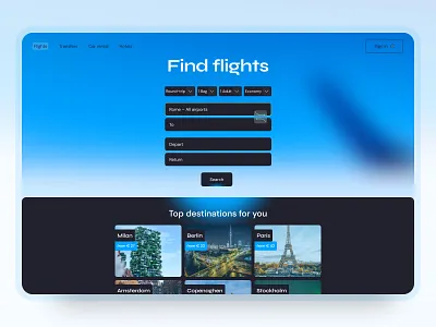 Flights search engine concept desktop flights minimal mobile first search tickets uiux user interface web webdesign