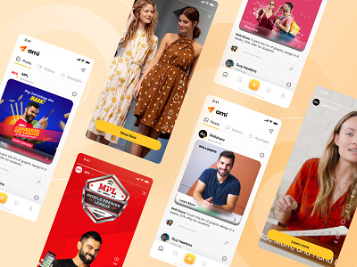 Ami - Social Networking App - Ad banners - Post & Status ad app promotions branding design dailyui mobile app design post product design sponsored ads status ui ux