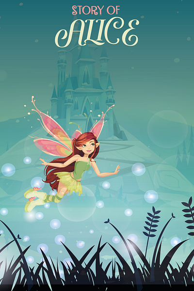 Story of Alice Children Fantasy Book & Cover Illustration book design book illustration character design cover design cover illustration fairy princess fairytale fantasy fantasy character flower graphic design palace