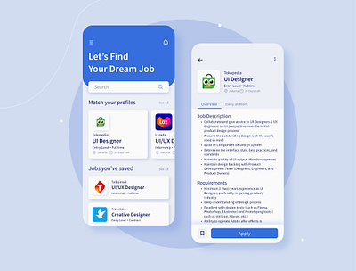 Job Listing UI Design for Mobile App app clean design figma flat flat design graphic design jitter job app job listing minimal mobile app recruitment ui uiux