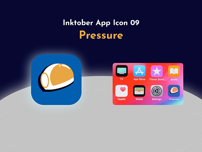 Inktober App Icon 09 - Pressure adobe xd app app icon astronaut challenge design draw graphic design icon illustration inktober inktober2021 ipad logo moon pressure procreate space ui ux