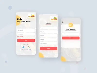 Login, Sign Up & Forgot Password UI app app design branding forgot password graphic design login logo regi register page sign up ui
