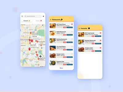 Find a restaurant UI app app design favourite page map motion graphics restaurant ui restaurant ui design ui ui design uiux