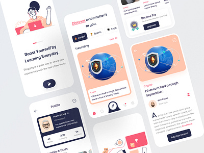 Blogging Mobile App UI design 📚 app design mobile app ui uiux