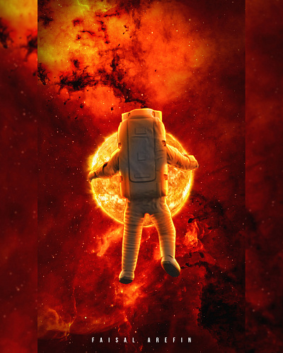 Alone In Space - Fantasy Artwork photoshop artwork astronaut digital art fantasy galaxy photoshop space space world sun