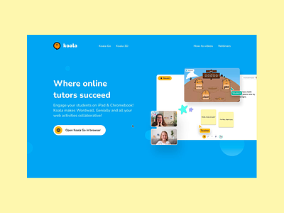 Koala – Landing Page clean education illustration kids landing page learning miro online school teaching ui website