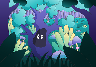 mysterious forest design gradient illustration