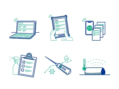 Sensor System Icon Set connected icon iconography illustration temperature thermometer vector