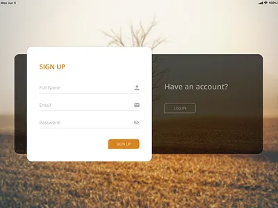 Sign up with an iPad Pro uiux visual design web design