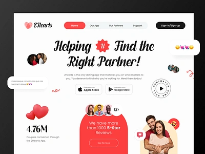 Dating Landing Page UI dating app dating landing page dating platform dating pool find partner gender hookup app landing page marriage matching minimalist design online dating app partner photo relationship romance social app social media social project tinder