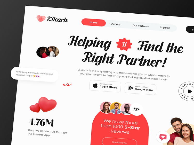 Dating Landing Page UI by Levi Wilson on Dribbble