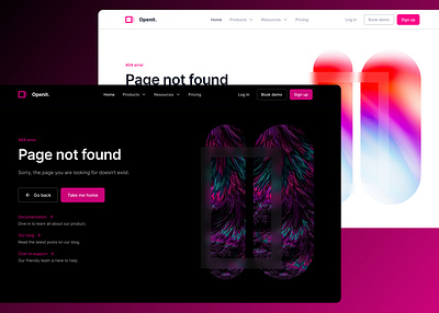 openit 404 error with dark mood 3d animation app application branding design error graphic design minimal modern motion graphics new pink platform professional ui ui design ux