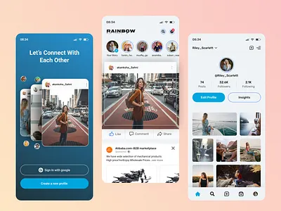 SF-Social Media App app app settings clean flat ui icons instagram ios app mobile mobile app post profile profile page social social feed social media tiktok twitter ui user profile ux