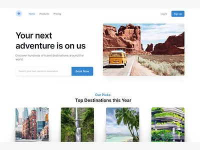 Travel Site Landing Page app branding design figma graphic design illustration logo typography ui ux vector