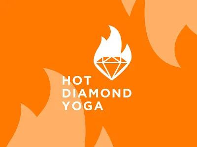 Hot Diamond Yoga bikram brand branding crystal diamond fire flame health hot yoga illustration inspiration logo logotype orange simple start up symbol type typography yoga