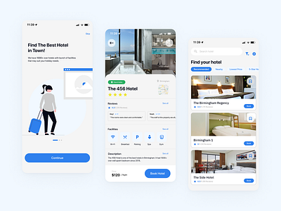 Hotel Booking App Design blue bookingapp branding design exploration homepage hotel illustration landingpage mobileapp ui uidesign uiux uiuxdesign