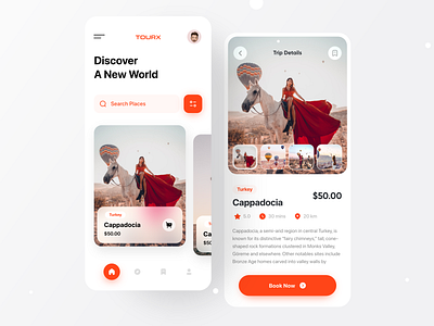 Travel & Tourism - Mobile App cappadocia mobile app top destinations travel and tourism app travel booking trip turkey ui design vacation