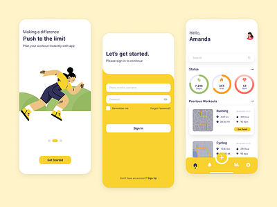 Exercise App activity app creative daily task design excercise fit fitness health health app illustration illustrator maps mobile app sport tracker trainer ui workout workout app