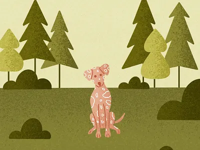 Daisy at the Park dalmatian dog company dog illustration dog park dogs editorial illustration editorial illustrator flat illustration green illustration illustrator pink procreate spot illustration texture