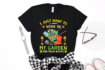 Gardening T-Shirt Design branding design designer etsy garden gardener gardening gardening t shirt gardening t shirt design graphic design green illustration logo merch by amazon my garden plant pod read books t shirt design vector