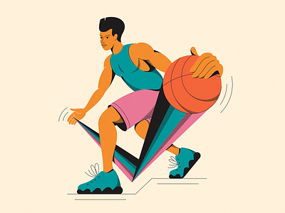 Bounce (2022) abstract basketball illustration people retro shapes sports vintage