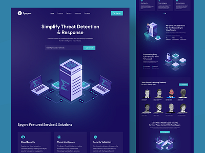 Spypro - Cyber Security platform landing page cyber security cyber security website cybercrime cyberspace homepage internet security landingpage nasim recruiting saas landing page secure social security uiux design uiux designer userinterface validation vpn vpn proxy web design website