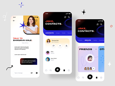 Chats and Contacts app chat contacts conversation design groups illustration image interaction ios android message mobile neel picture prakhar profile sharma social ui ux