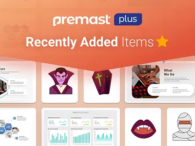 Premast Plus Recently Added Items 3d animation branding business creative design graphic design illustration infographic logo motion graphics powerpoint powerpoint template presentation ui