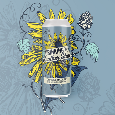 Drinking in Another State - Roe v. Wade Collab Beer Label beer beer art blue branding brewery craft beer design flower illustration label logo package package design photoshop roe v wade vector