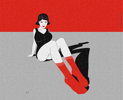 Woman in red socks christmas