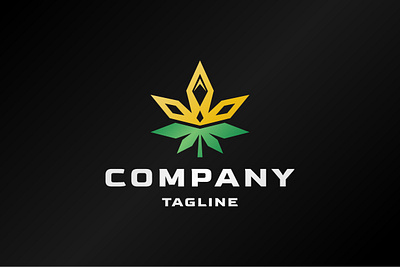 Royal Cannabis Logo branding cannabis cbd crown design drug exclusive health illustration king leaf leaves logo medical modern natural nature plant royal vector