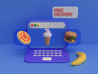 Delivery 3d animation blue branding c4d cinema4d color delivery design food graphic design illustration logo minimal motion graphics redshift typography ui ux vector