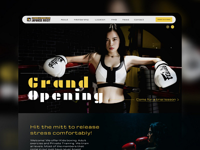 Japanese Rocky Gym darkmode graphic design ui web