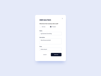 Add Item Popup additemdesign carddesign desktopdesign dribble dribbledesiggn figmadesign inspiration mobiledesign popup popupdesign sundaydesign ui userinterface