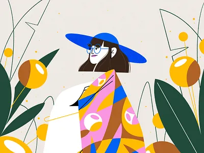 Garden character colors design flowers garden illustration jungle leaves nature secret garden view woman