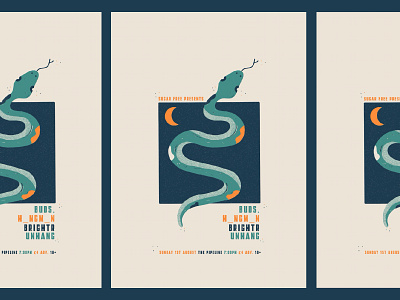 Buds. Tour Poster ~ Snake Boy band band merchandise branding brighton concert concert poster design gig gig poster gigs green illustration logo promotion snake snakes tour tour poster