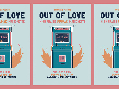 Out Of Love Tour Poster arcade arcade game band band merch band merchandise band poster bandmerch branding concert poster design fair fairground gig poster illustration logo love out of love spade invaders tour tour poster