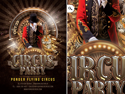 Circus Party Flyer entertainment scene ticket tiger