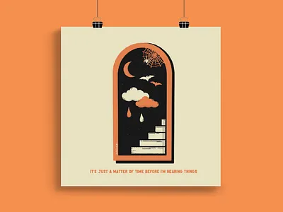 Phoebe Bridgers Halloween Print band band merchandise bandmerch bats branding design halloween illustration logo orange phoebe bridgers pumpkin spooky stairs to nowhere stairway