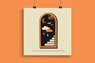 Phoebe Bridgers Halloween Print band band merchandise bandmerch bats branding design halloween illustration logo orange phoebe bridgers pumpkin spooky stairs to nowhere stairway